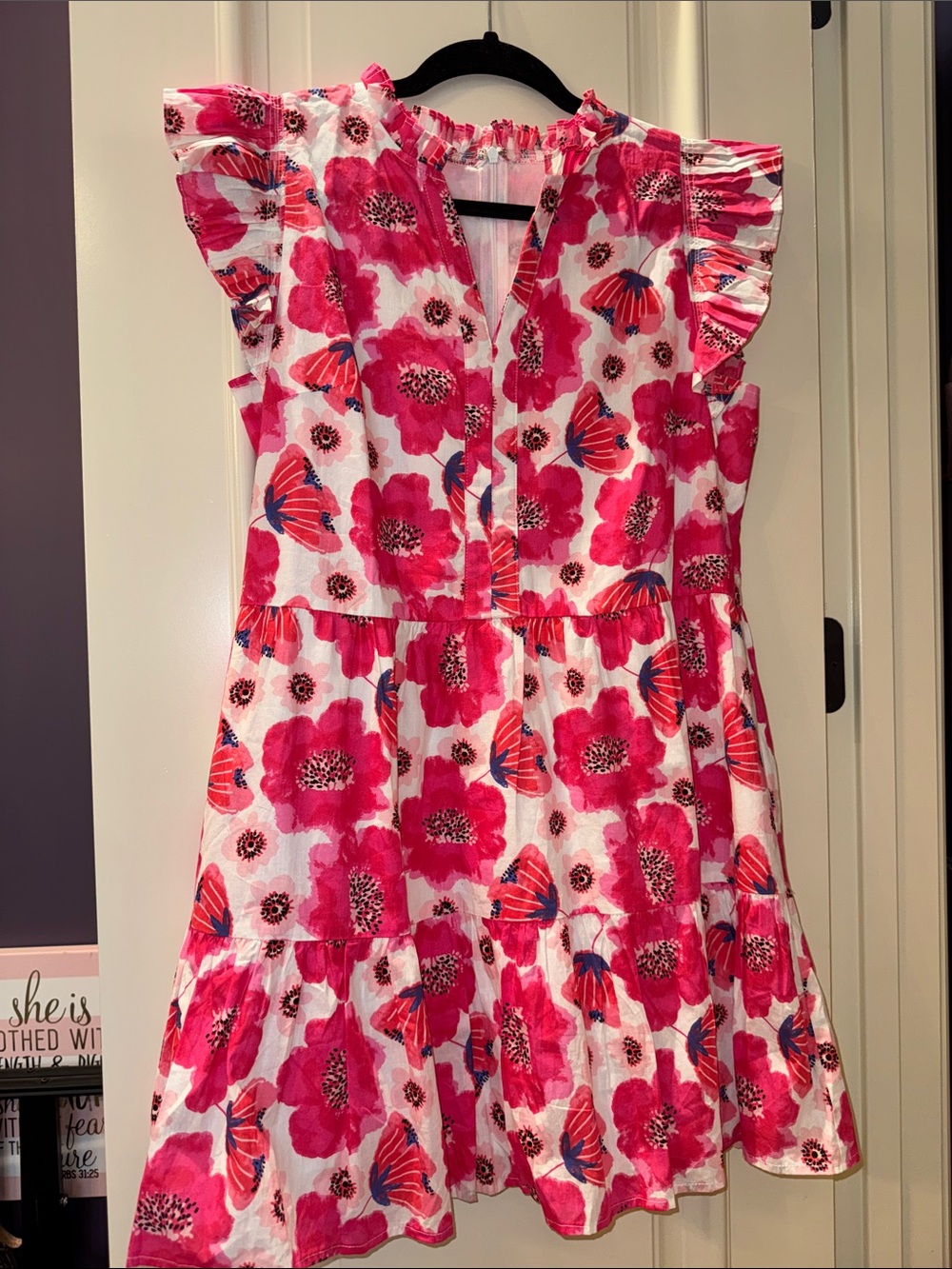 Fate Pink Floral Ruffle Sleeve Casual Dress